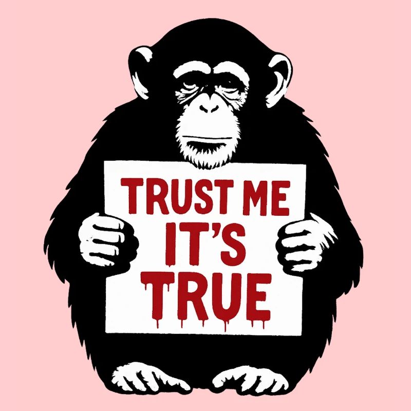 Monkey with Shield Trust Me It's True