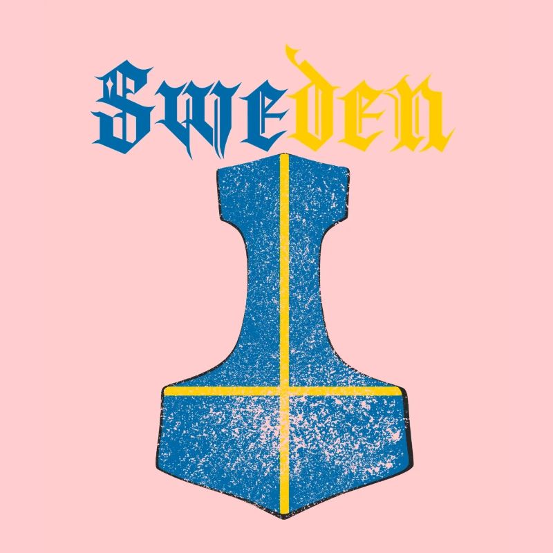 Sweden Flag – Mjölnir Thorhammer Design