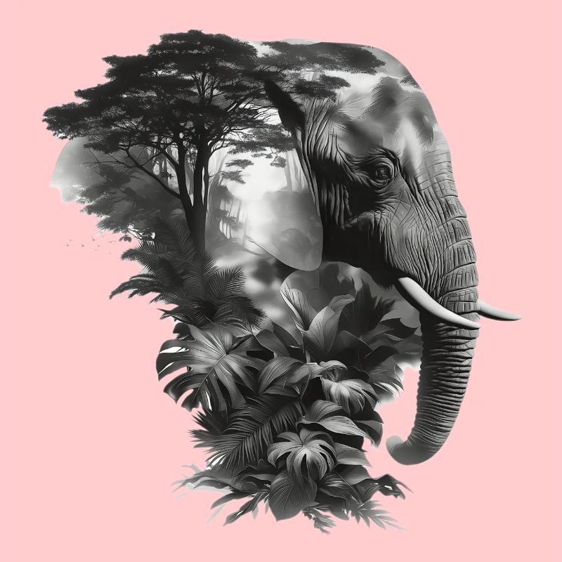 Éléphant Jungle Silhouette Double