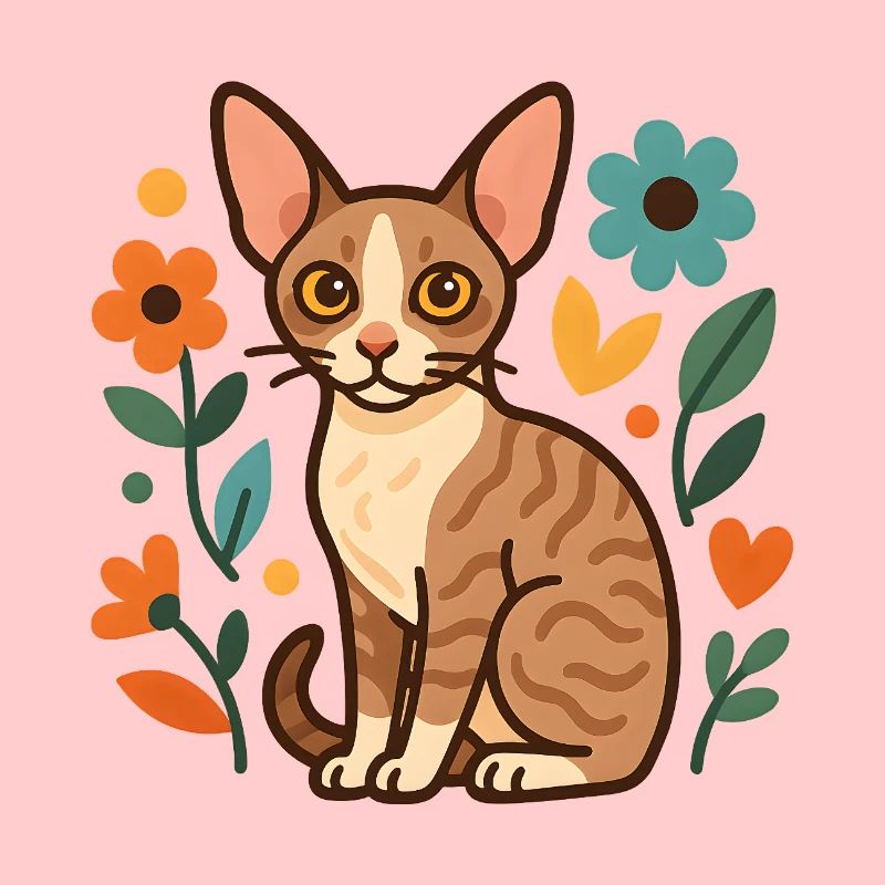 Cornish Rex Katze Unter Blumen