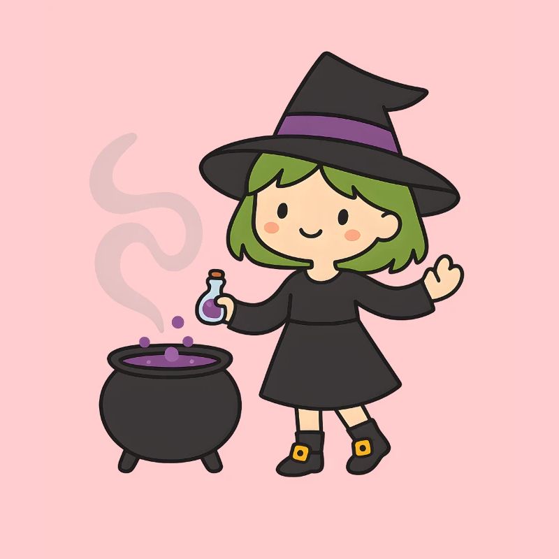 Sorcière de Kawaii avec conception de potions