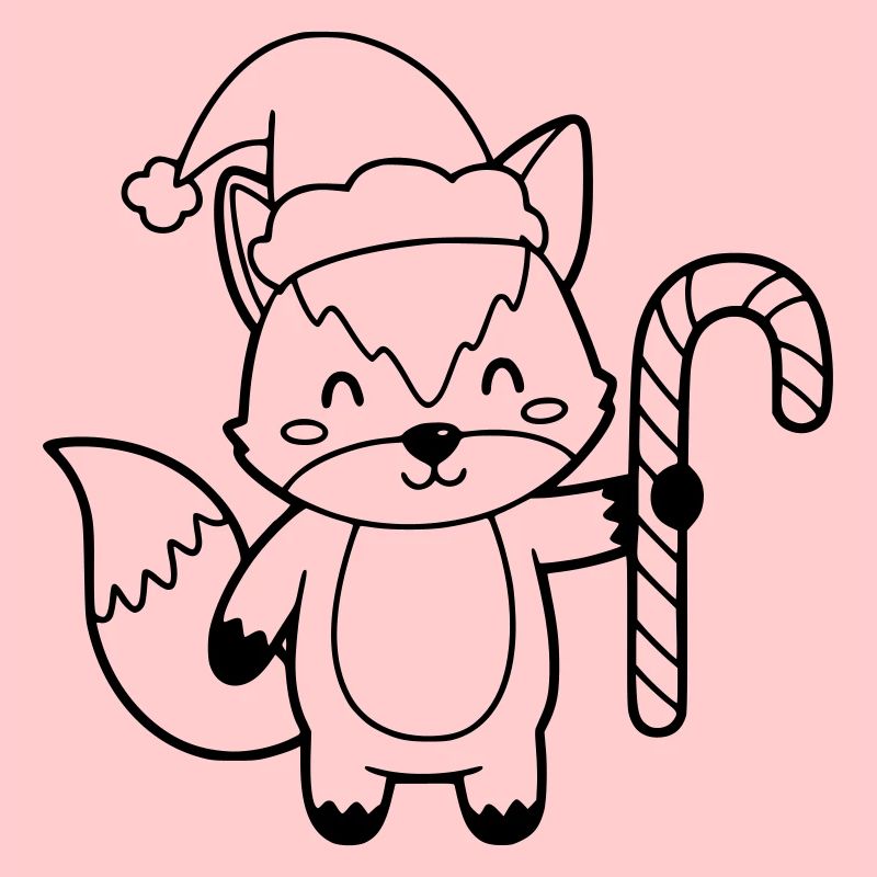 Weihnachtsfuchs mit Candy Cane Illustration