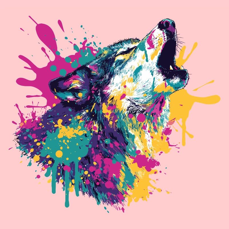 Wolf im Farbexplosion Stil