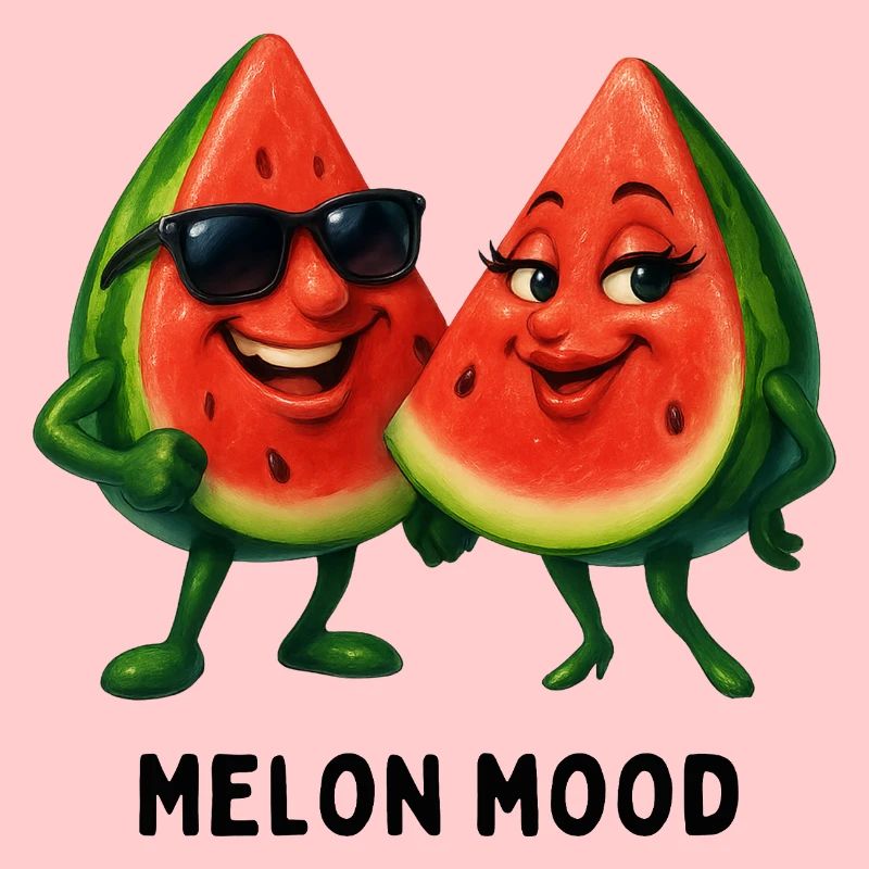 Humeur du melon : Duo pastèques heureux
