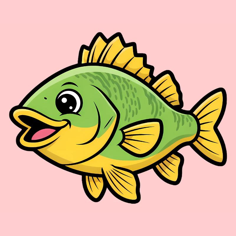 Süßer Flussbarsch Comic Fisch Bunt