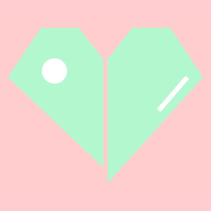 Mint Heart Split Minimaliste