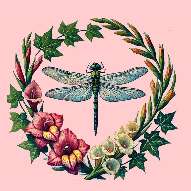Libellen-Blumenkranzrahmen