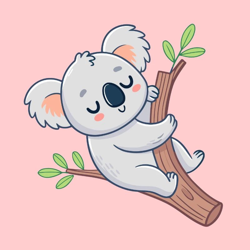 Koala rêveur sur branche joyeuse