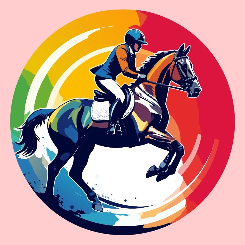 Regenbogen Springpferd Pferd Springreiten Motiv