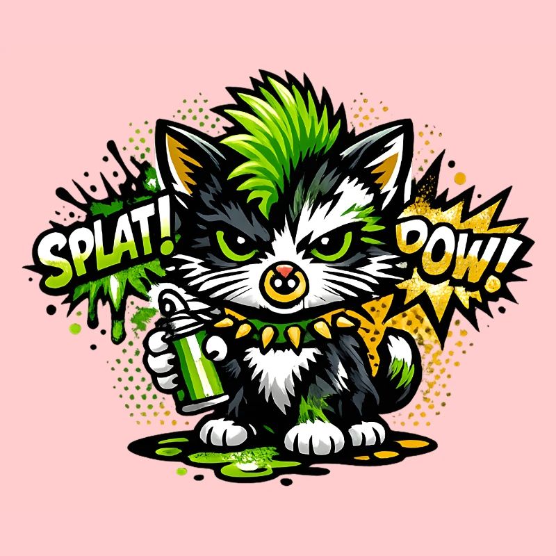 Neon Graffiti Kitten Sprayer