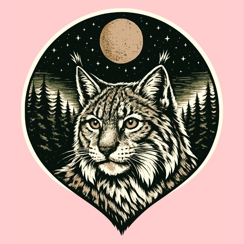Silent Focus - Lynx dans le style de la gravure sur bois