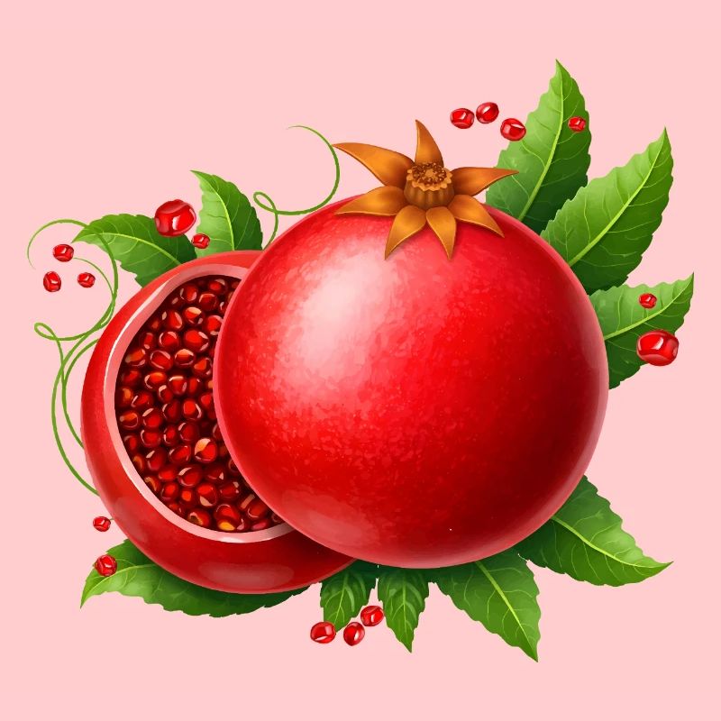 Granatapfel mit Blättern 