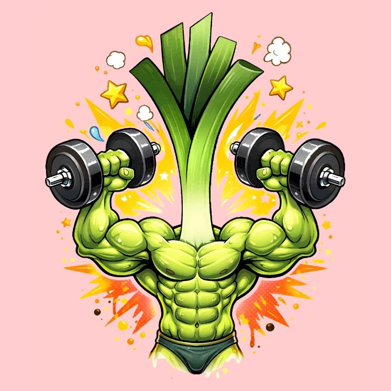 Starker Lauch Bodybuilder Illustration  