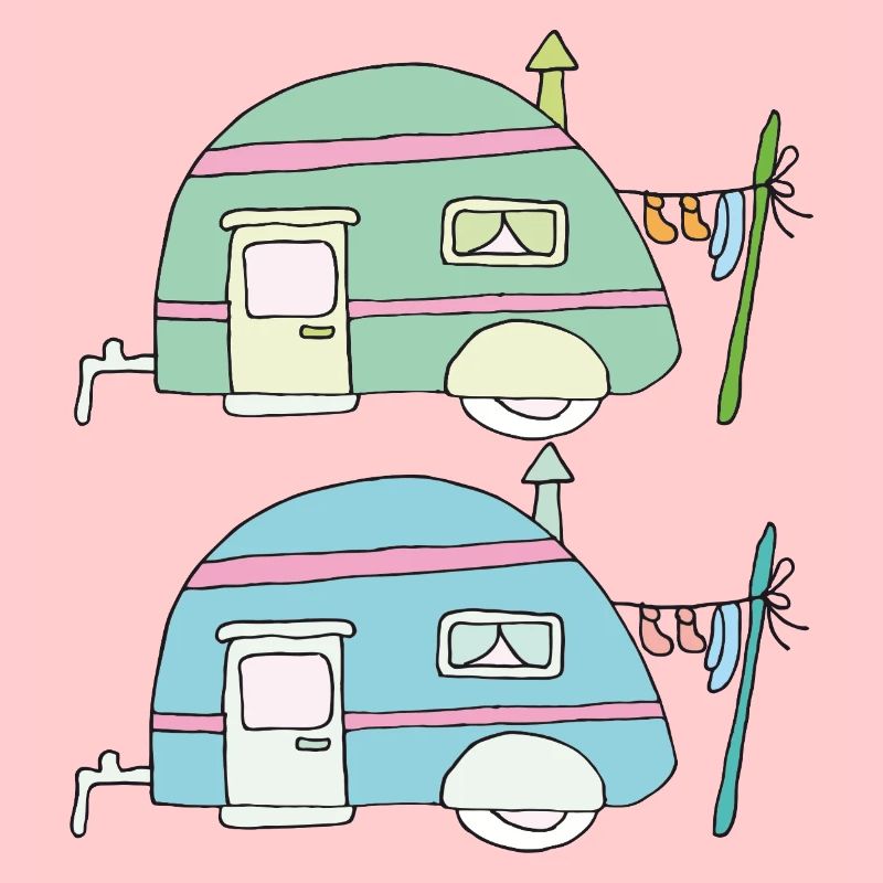 Duo de dessins animés Pastel Caravan