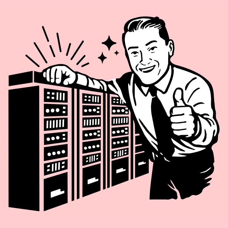 Retro IT-Admin lächelt – Vintage Tech Support