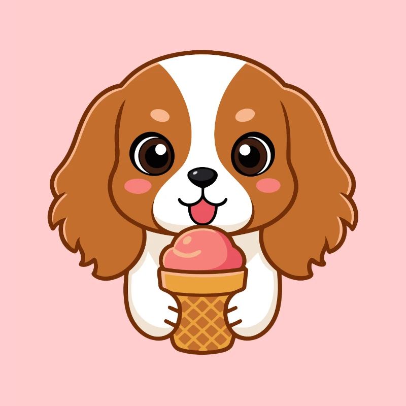 Kawaii-Welpe und Eistüte