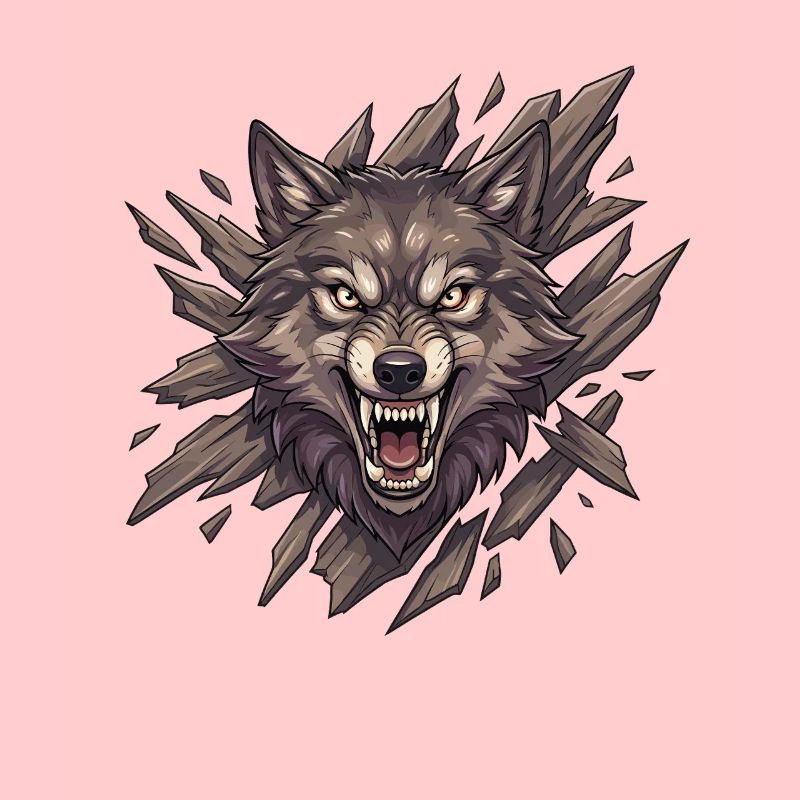 Rugissement de loup dans la vision éclatée