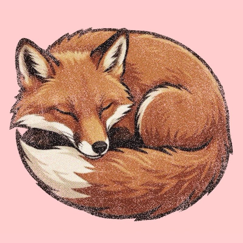 Sleeping fox in retro vintage style