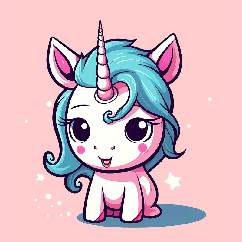 Blauhaariges Einhornchen Sticker