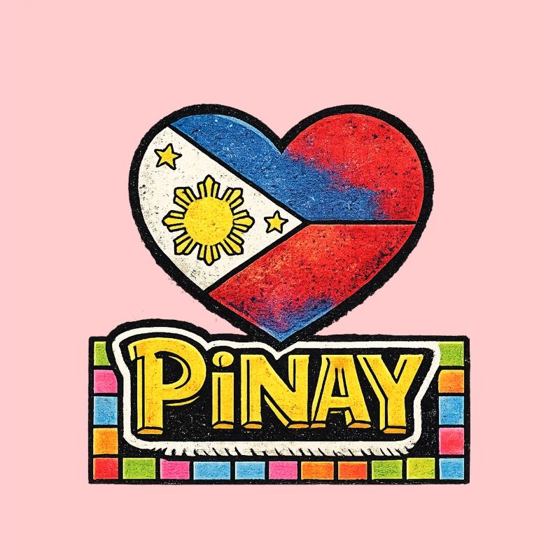 Drapeau en forme de cœur Pinay avec bordure colorée