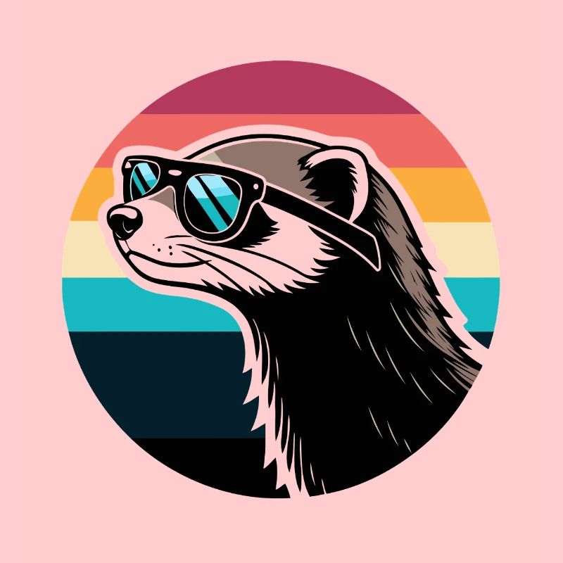 Frettchen-Silhouette Retro-Regenbogen