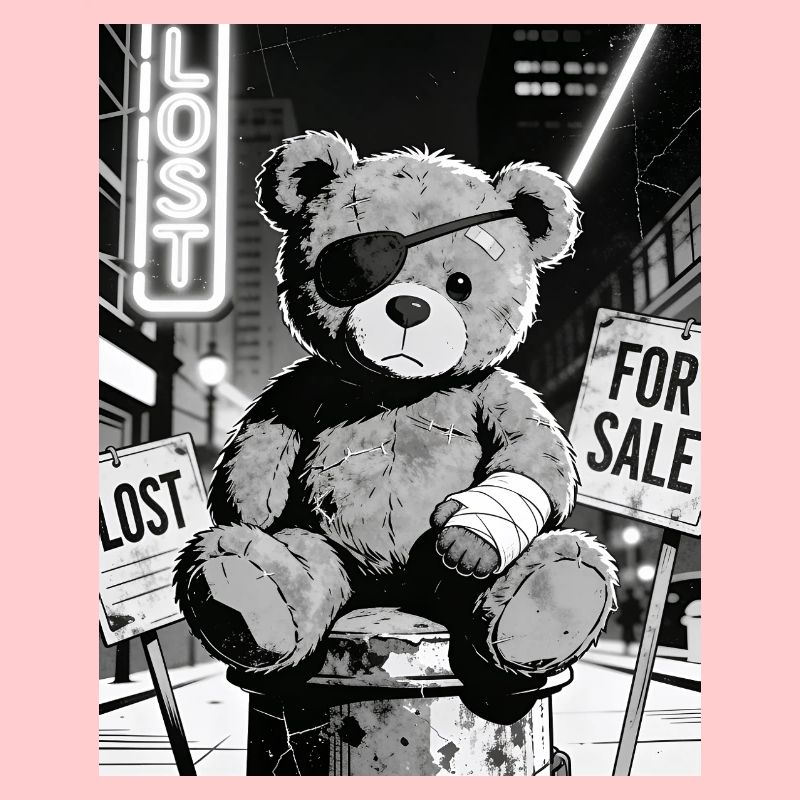 Ours néon noir avec cache-œil