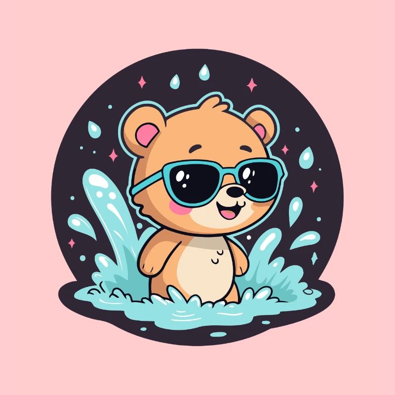 Schicker Surferbär mit blauer Brille