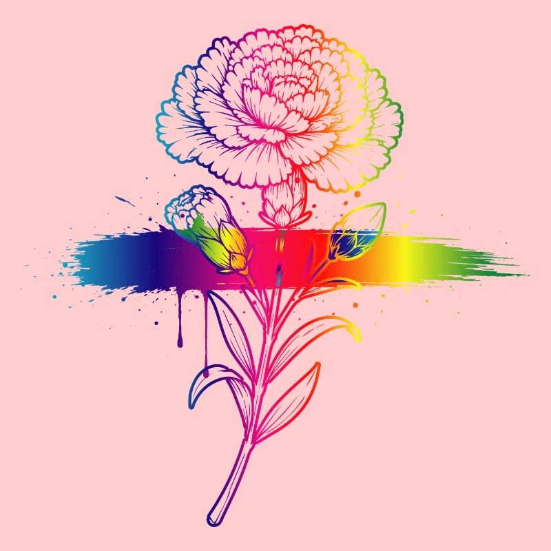 Rainbow Carnation Neon Gradient Art