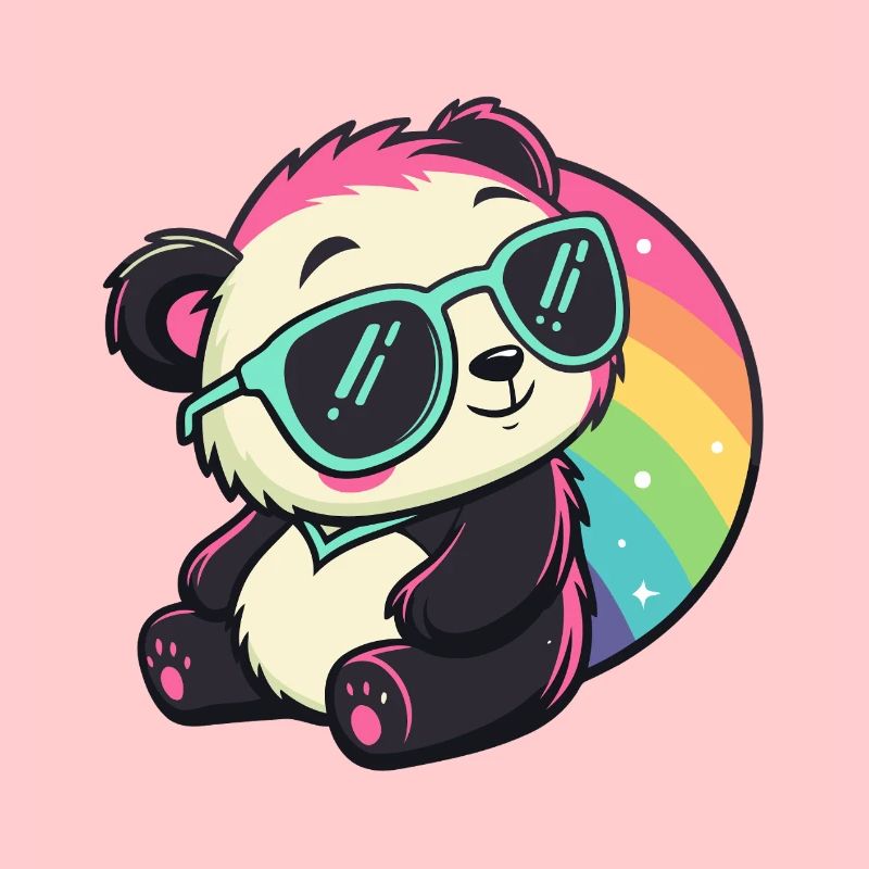 Panda Sonne Kühler Regenbogen