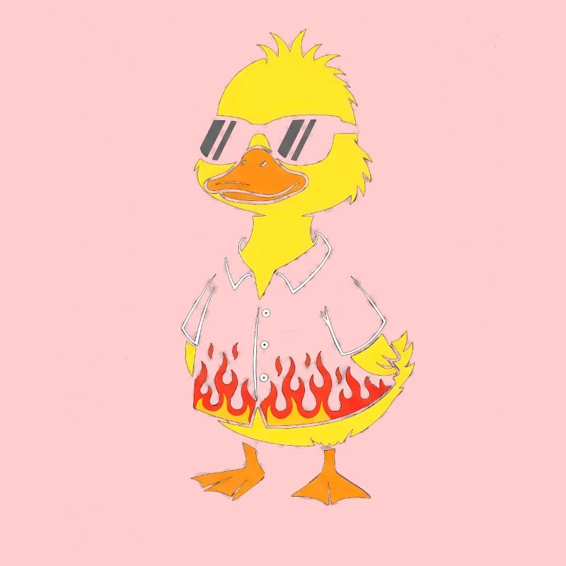 Flammen-Duck im schwarzen Hemd