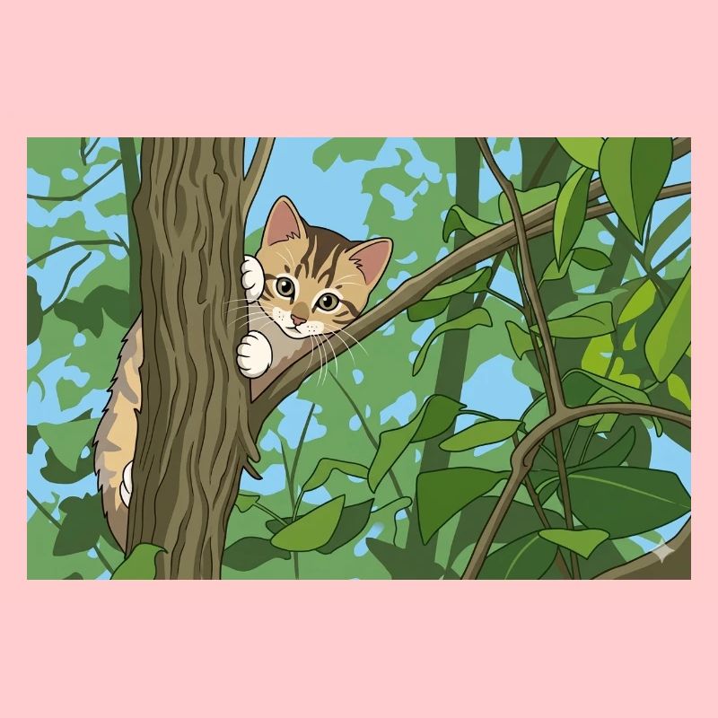Cat exploring through the branches