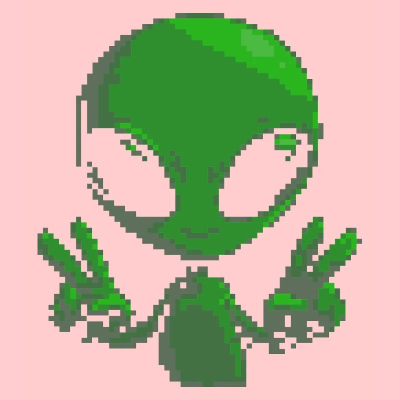 Pixel Alien Friedenszeichen