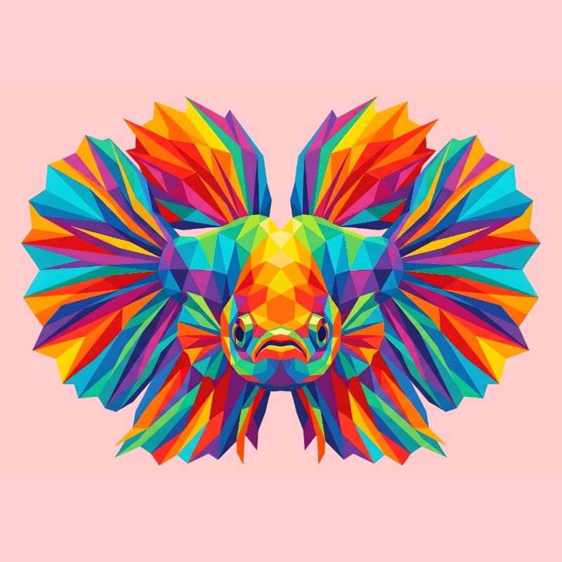Colorful Geometric Betta Fish Pop Art
