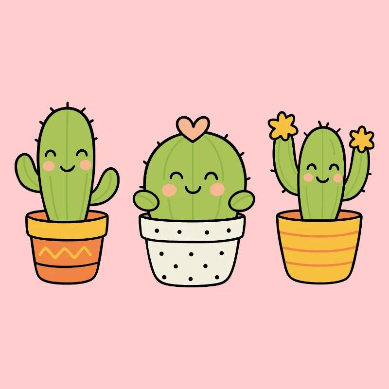 Trio de cactus mignons