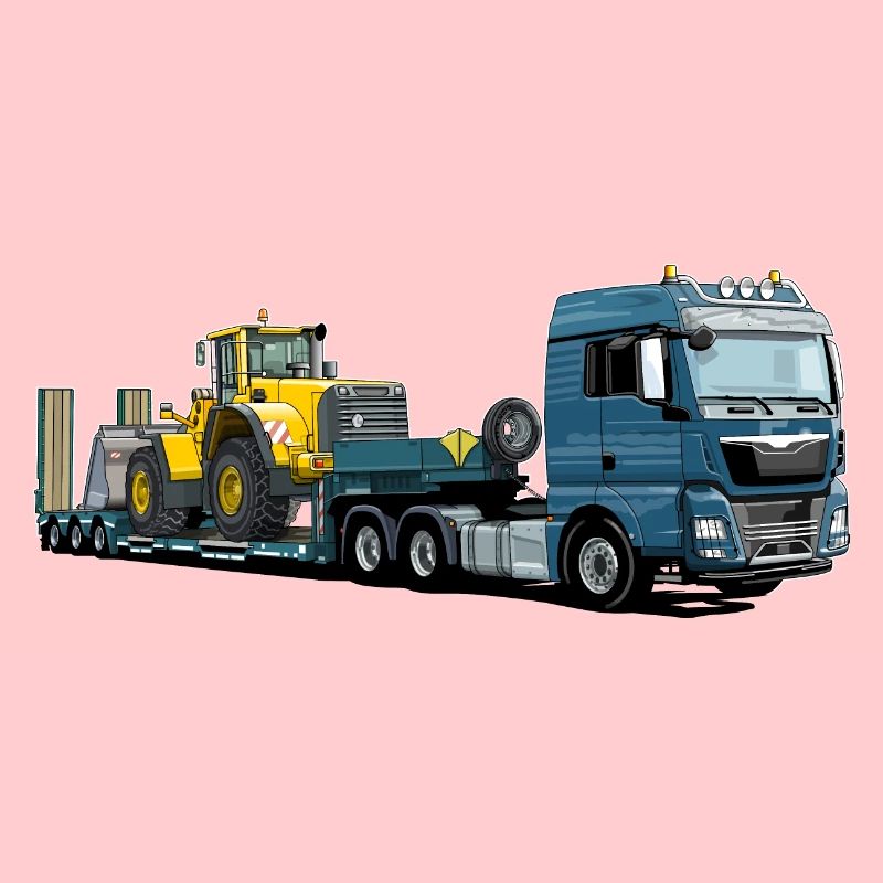 Low-loader with excavator
