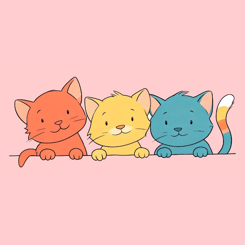 Trio Bunte Katzen Freunde
