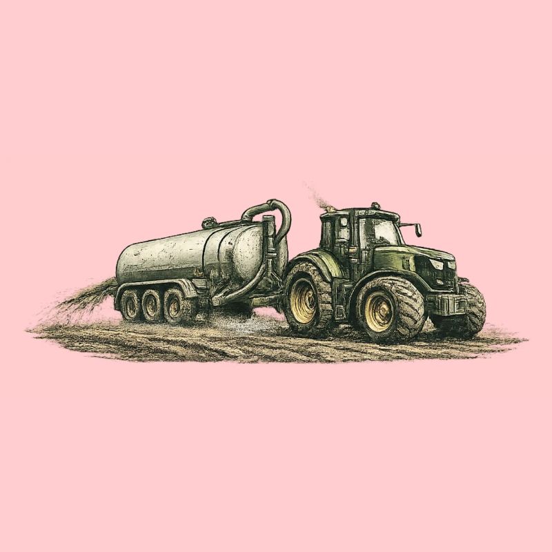 Vintage Traktor mit Güllefass Landwirtschaft