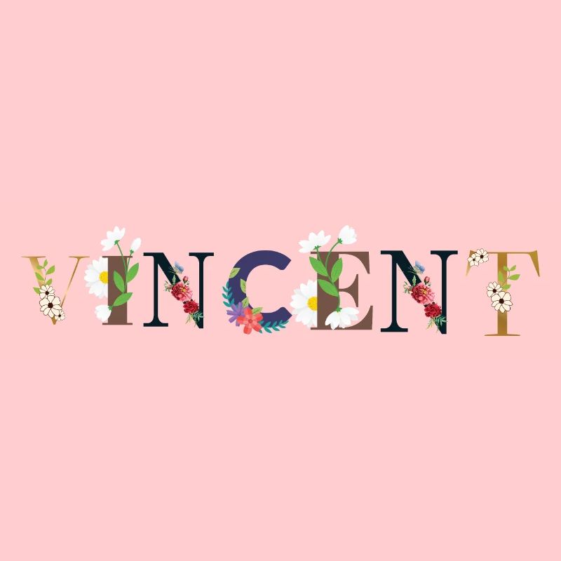 Le nom de VINCENT décoré de fleurs