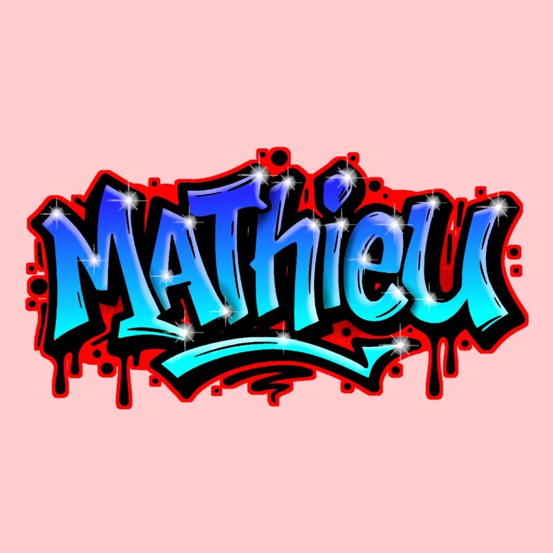 Mathieu Graffitiprénom imprimable Bleu Urbain