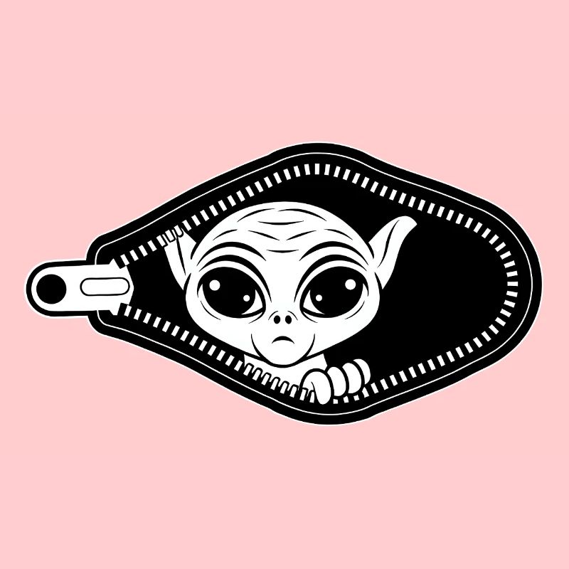 Alien jette un coup d’œil par la fermeture éclair