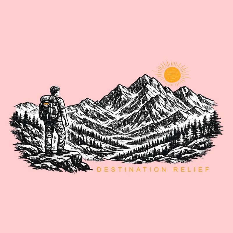 Hiker Sunrise Destination Relief