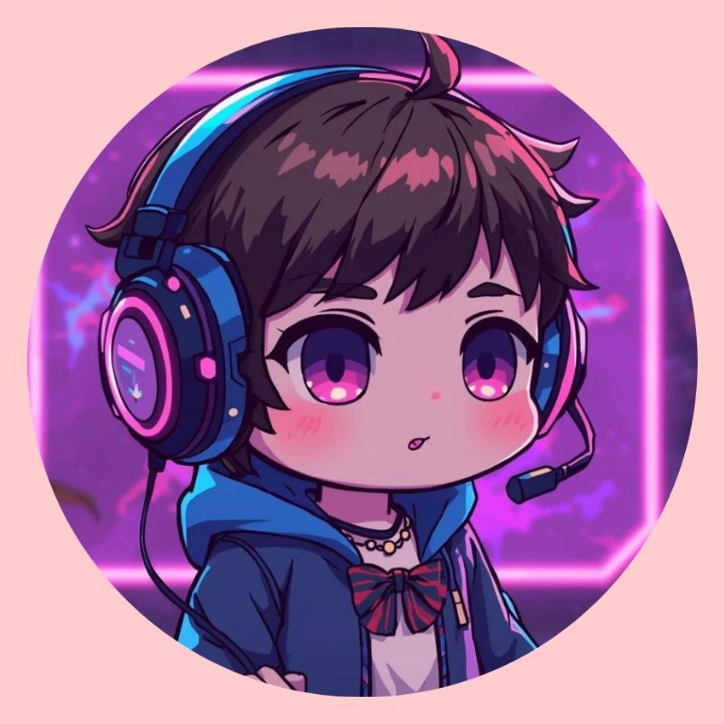 Chibi de jeu Neon avec casque