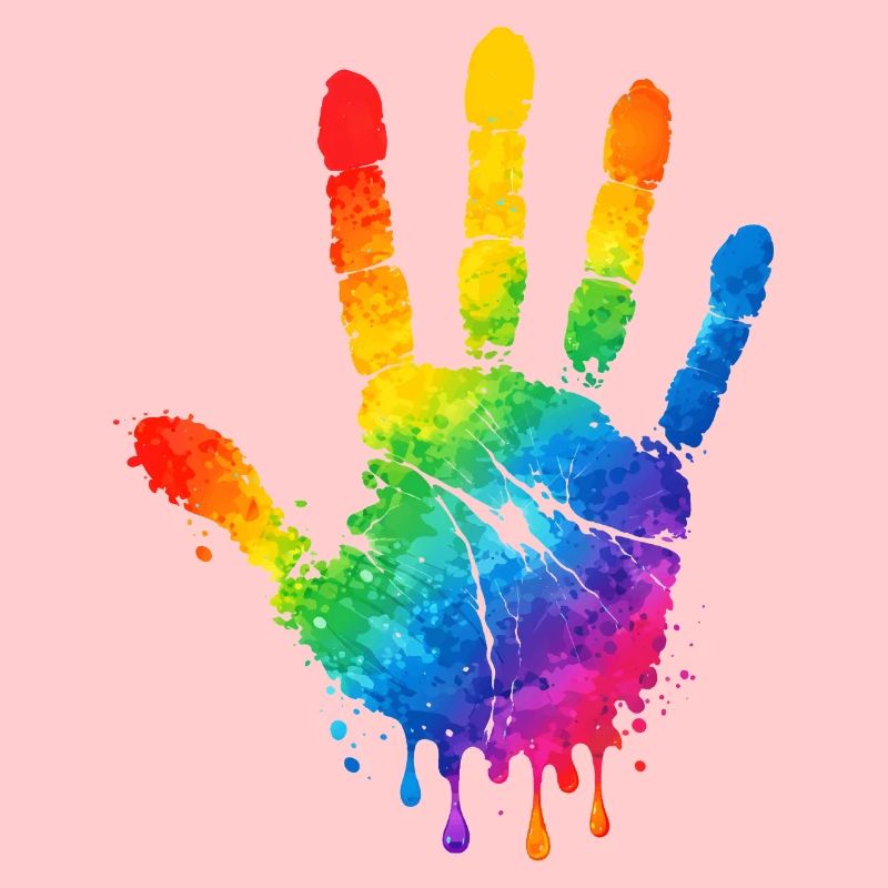 Motif aquarelle colorée à empreintes de main