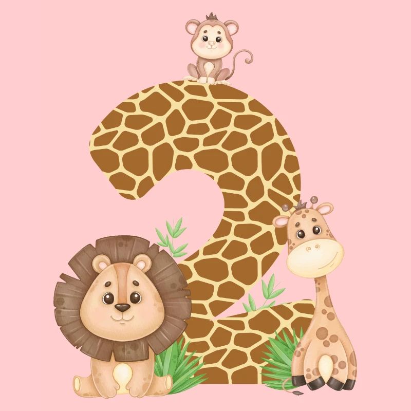 2. Geburtstag Dschungeltiere Giraffe Löwe Affe