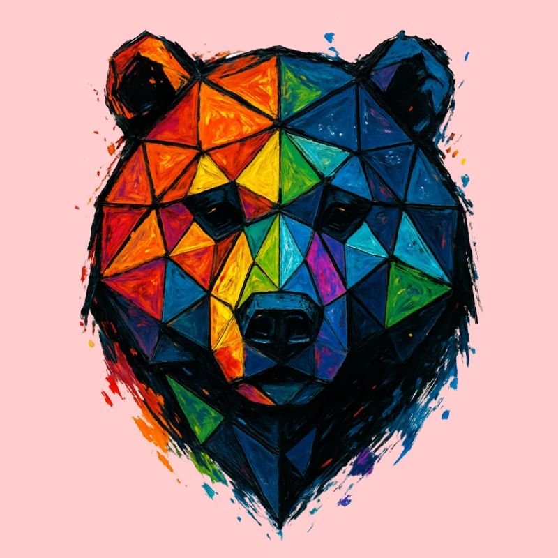 Bunte Pop-Art-Low-Poly-Bär