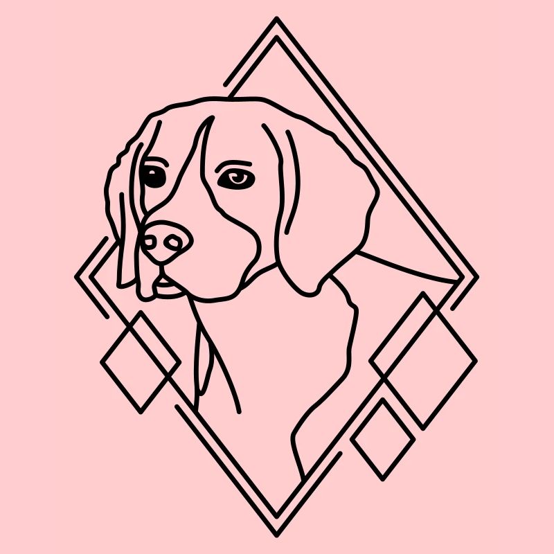 Beagle in geometrischer Form - Line-Art-Design