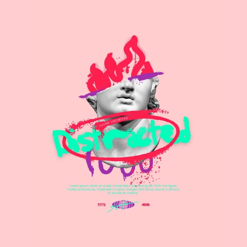 Neon Graffiti Bust Collage