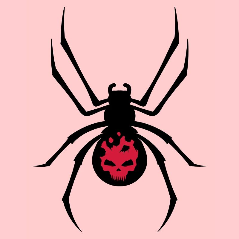 Schwarze Spinne mit Skull Muster