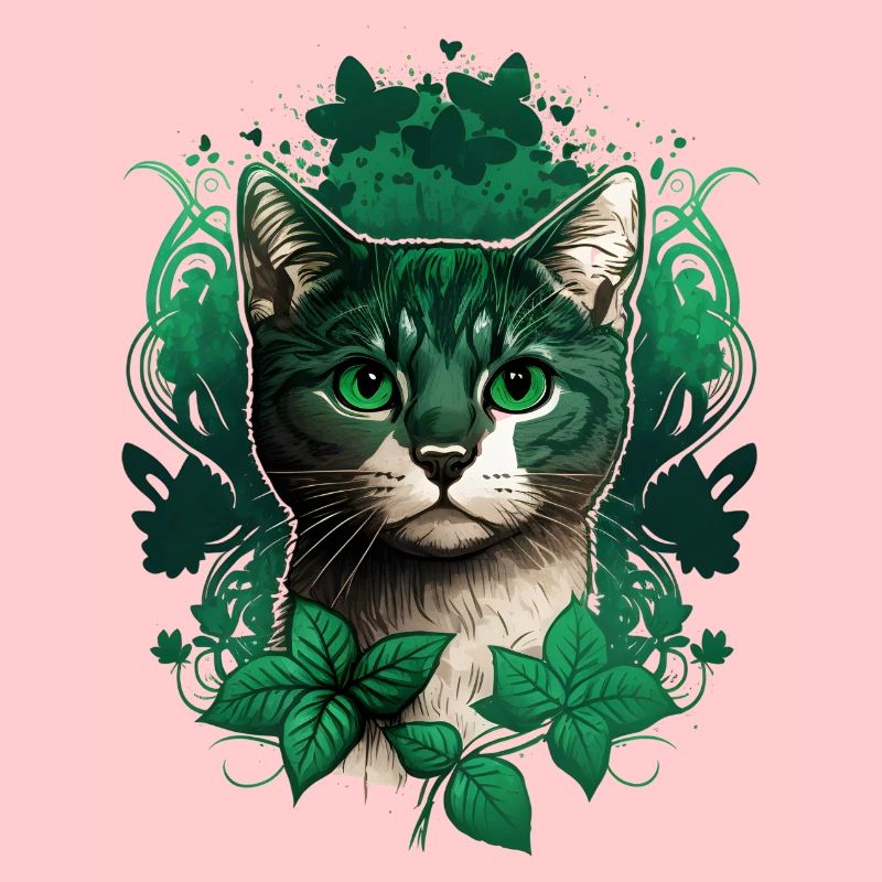 Katze mit Efeu Rahmen