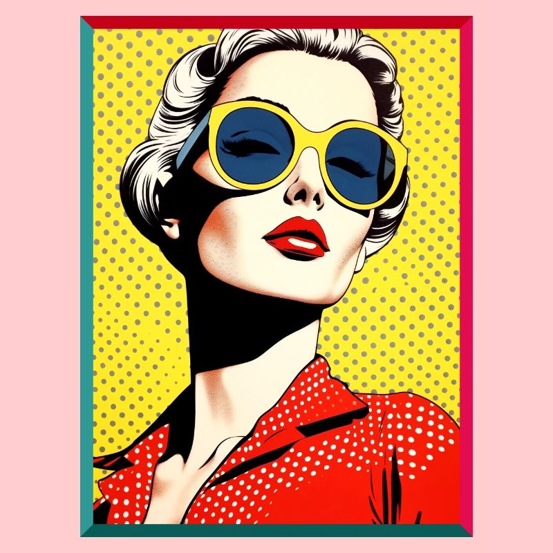 Pop Art Diva Jaune Lunettes de Soleil Mode Rétro
